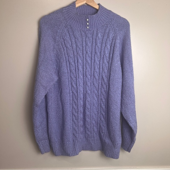 Karen Scott Lavender Cable Knit Sweater Acrylic Size Large - Picture 1 of 6